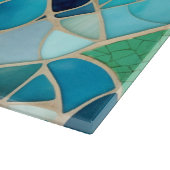 Turquoise Abstract Mozaïek met Art Deco stijl Snijplank (Hoek)