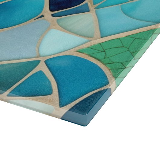 Turquoise Abstract Mozaïek met Art Deco stijl Snijplank (Hoek)