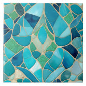 Turquoise Abstract Mozaïek met Art Deco stijl Tegeltje (Voorkant)