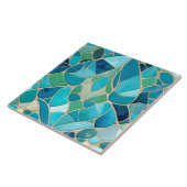 Turquoise Abstract Mozaïek met Art Deco stijl Tegeltje (Zijkant)