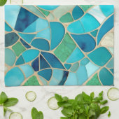 Turquoise Abstract Mozaïek Theedoek (Gevouwen)