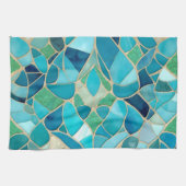 Turquoise Abstract Mozaïek Theedoek (Horizontaal)