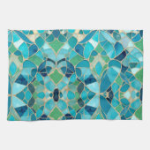 Turquoise Abstract Mozaïek Theedoek (Horizontaal)