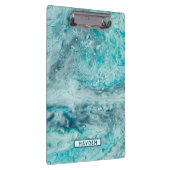 Turquoise Abstract Paint Pour Art Monogram Klembord (Rechts)
