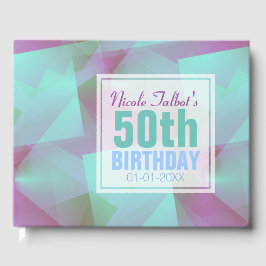Turquoise Abstract pastel 50th Birthday Guest Book Gastenboek