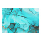 Turquoise Abstract Pillow Hoesje Kussensloop (Achterkant-Links)
