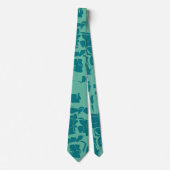 Turquoise abstract stropdas (Voorkant)