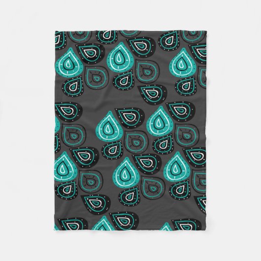 Turquoise Abstract Teardrops Pattern Fleece Deken (Voorkant)