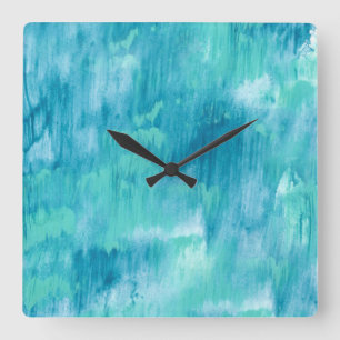 Turquoise Abstract Vierkante Klok