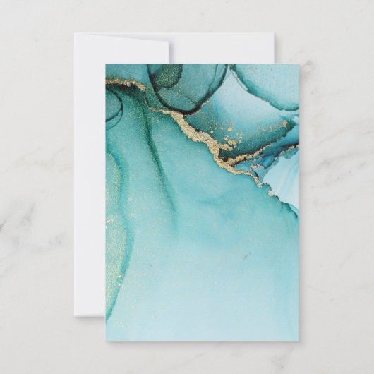 Turquoise Abstract Wedding RSVP Response Kaart (Achterkant)