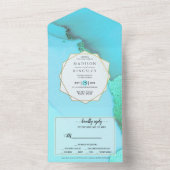 Turquoise Abstract Wonderful All In One Uitnodiging (Binnen)