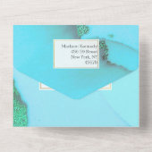 Turquoise Abstract Wonderful All In One Uitnodiging (Achterkant)
