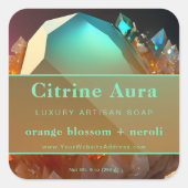 Turquoise Abstracte Citrine Crystal Product Label (Voorkant)