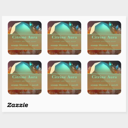 Turquoise Abstracte Citrine Crystal Product Label (Vel)