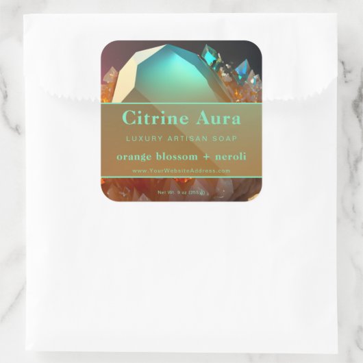 Turquoise Abstracte Citrine Crystal Product Label (Tas)