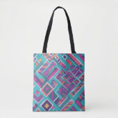 Turquoise Abstracte diagonale kleuren Tote Bag (Voorkant)