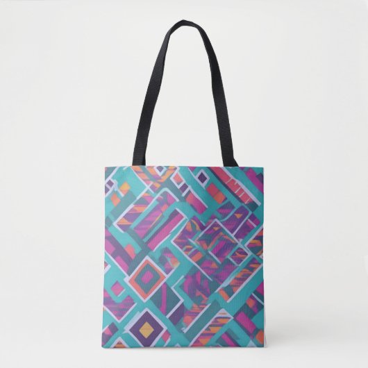 Turquoise Abstracte diagonale kleuren Tote Bag (Voorkant)