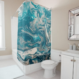Turquoise Abstracte Douchegordijn