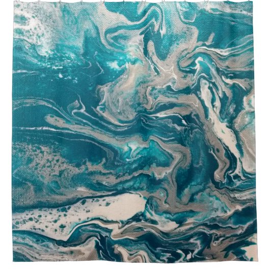 Turquoise Abstracte Douchegordijn
