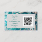 Turquoise Abstracte Foto QR-code Zakelijke Kaarten Visitekaartje (Achterkant)