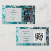 Turquoise Abstracte Foto QR-code Zakelijke Kaarten Visitekaartje (Voorkant / Achterkant)