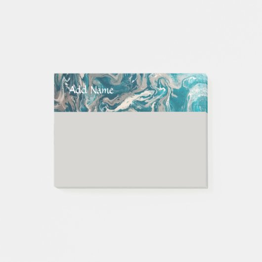 Turquoise Abstracte Gepersonaliseerde Post it Note (Voorkant)
