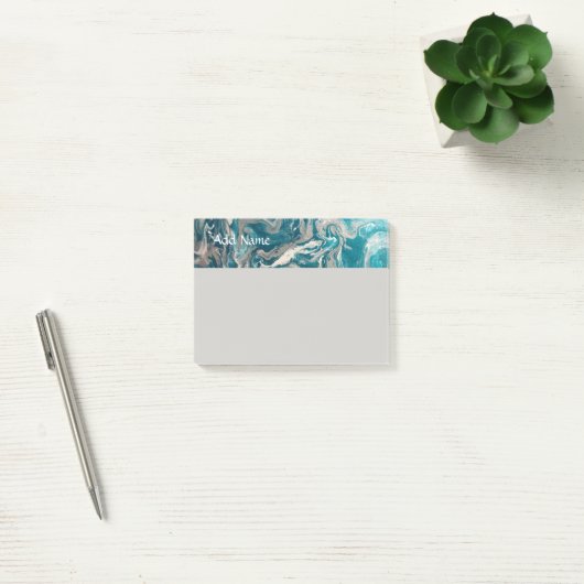 Turquoise Abstracte Gepersonaliseerde Post it Note (Kantoor)