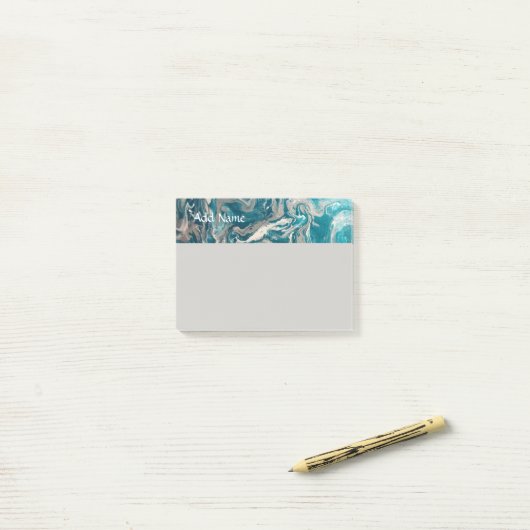 Turquoise Abstracte Gepersonaliseerde Post it Note (Op bureau)