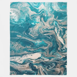 Turquoise Abstracte grote fleece deken