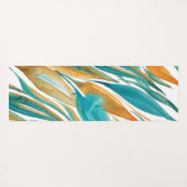 Turquoise Abstracte Herfst Kunst Monogram Yogamat (Achterkant (horizontaal))