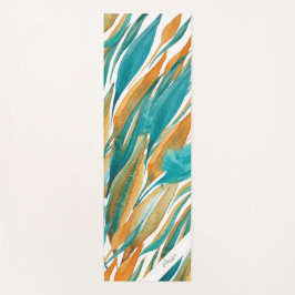 Turquoise Abstracte Herfst Kunst Monogram Yogamat