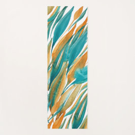 Turquoise Abstracte Herfst Waterverf Handbeschilde Yogamat
