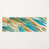 Turquoise Abstracte Herfst Waterverf Handbeschilde Yogamat (Voorkant (horizontaal))