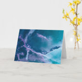 Turquoise Abstracte Ice Art Kaart (Gele Bloem)