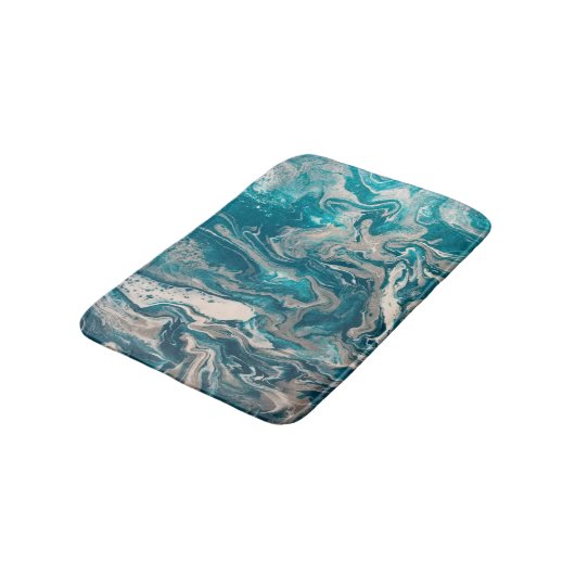 Turquoise Abstracte kleine badmat (Gekanteld)
