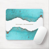Turquoise Abstracte Kunst Custom Named Muismat (Met muis)