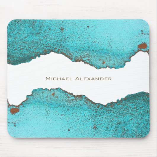 Turquoise Abstracte Kunst Custom Named Muismat (Voorkant)