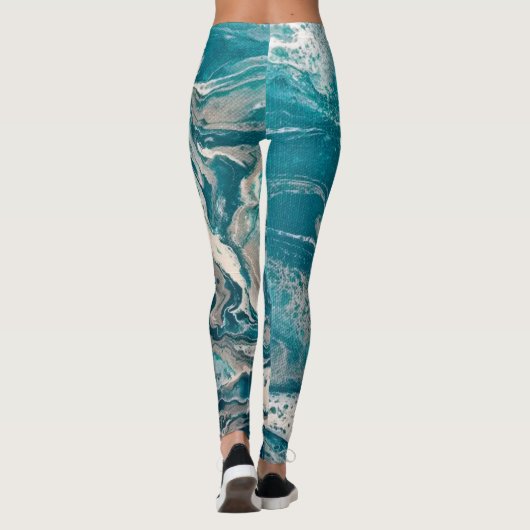 Turquoise Abstracte Leggings (Achterkant)