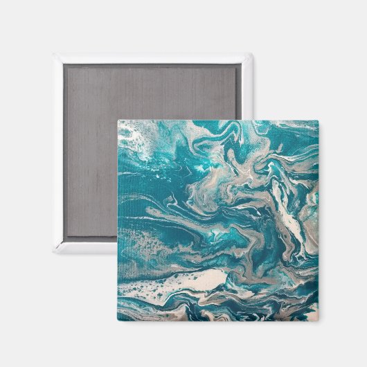 Turquoise Abstracte magneet (Voorkant / Achterkant)