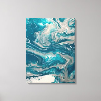 Turquoise abstracte print op gespannen canvas