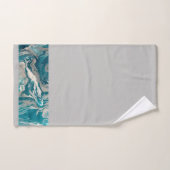 Turquoise Abstracte Rand op Grijze Handdoek Set (Handdoek)