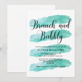 Turquoise Abstracte strepen | Brunch en bubbels Kaart (Voorkant / Achterkant)