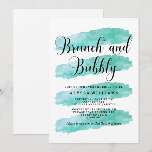 Turquoise Abstracte strepen | Brunch en bubbels Kaart (Voorkant / Achterkant)