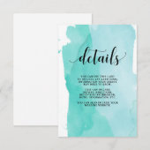 Turquoise Abstracte strepen | Wedding Guest Detail Informatiekaartje (Voorkant / Achterkant)