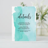Turquoise Abstracte strepen | Wedding Guest Detail Informatiekaartje (Staand voorkant)