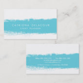 Turquoise Abstracte Waterverf Splash Visitekaartje (Voorkant / Achterkant)