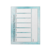 Turquoise Abstracte Waterverf Weekplanner Notitieblok (Linkerzijde)