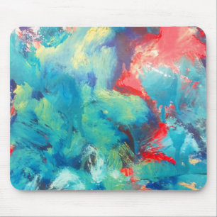 Turquoise Acrylschilder Abstracte kunst Abstra Muismat