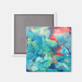 Turquoise Acrylschilder de Abstracte kunst Magneet (Voorkant / Achterkant)