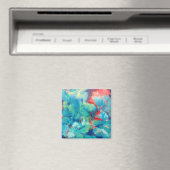 Turquoise Acrylschilder de Abstracte kunst Magneet (Insitu (Vaatwasser))